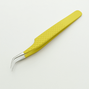 Precision Curved Tweezers – Anti-Slip Grip (Yellow)