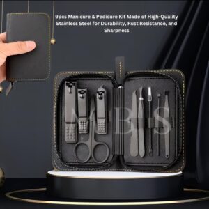 9pcs manicure & pedicure Kit Made of high-quality stainless steel for durability, rust resistance, and sharpness. 